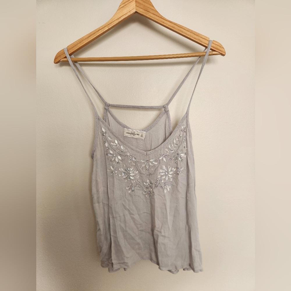 Abercrombie & Fitch Light Gray Embroidered Camisole